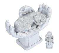 Culnflun Pet Memorial Statue, Outdoor Garden Decor Angel with God Hands Gravestone Hand Cast Memorial Dog Angel Tribute Statue for Pet Loss Remembrance (Dog)