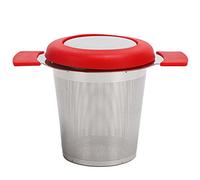 Culnflun Stainless Steel Tea Infuser Basket with Lid,Tea Filter Basket for Loose Leaf, Fine Mesh Loose Leaf Strainer Filter for Cup Mug and Pot (Red Silicone Stainless Steel Tea Drain)