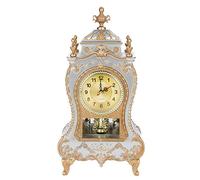 Culnflun Table Clock, Vintage Desk Alarm Clock with 12 Time Reporting Songs Plastic Desk Clock for Home Office Hotel Decorative 6.5x3.35x12.6in (White)