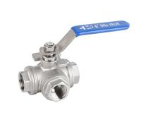 Culnflun Three Way Ball Valve, 1/2" DN15 Female Thread T Mounting Pad PN1.6 2.5 4.0 6.4MPa for Water Oil Steam Industrial Use