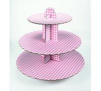 Culpit Cupcake Stand - 3 Tier Pink Gingham