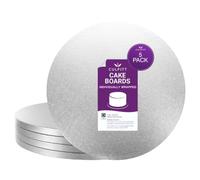 Culpitt 10" Cake Board | 5 Pack | Individually Wrapped Cake Drums, Silver Fern, 10 Inch (254mm) Round, 12mm Thick, (Pack of 5 Boards)