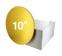 Culpitt 10" Gold Cake Board & White Box Combo, Round Drum With Matching, 0.5'' (13mm) Thick, Square Transport, 10 Inch Single Pack, 90271
