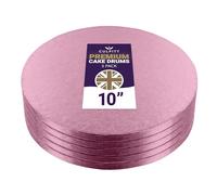 Culpitt 10" Premium Cake Boards | 5 Pack | Pink Round Cake Drums For Tray Bakes, Cakes, And Cupcake Displays, 12mm Thick, Made In UK | Pack Of 5