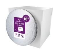 Culpitt 10" Round Silver Cake-Board & Tall White Cake-Box Combo, 10 x