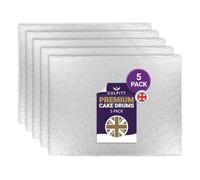 Culpitt 10" x 8" Premium Cake Boards | 5 Pack | Silver Oblong Cake Drums For Tray Bakes, Cakes, And Cupcake Displays, 12mm Thick, Made In UK | Pack Of 5