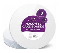 Culpitt 10 x White 12" Masonite Cake Board | Extra Strong, Round, 5mm Thick