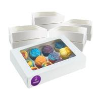 Culpitt 12 Hole Cupcake Boxes with Window | 25 Pack | Food Safe, White
