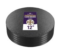 Culpitt 12" Premium Cake Boards | 5 Pack | Black Round Cake Drums For Tray Bakes, Cakes, And Cupcake Displays, 12mm Thick, Made In UK | Pack Of 5