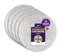 Culpitt 12" Premium Cake Boards | 5 Pack | Silver Round Cake Drums For Tray Bakes, Cakes, And Cupcake Displays, 12mm Thick, Made In UK | Pack Of 5
