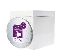 Culpitt 12" x 16" Extra Tall Cake Box & Cake Board Set | 12" Cake Drum, Cake Box, And 16" Cake Box Extension Cards | Decorated Or Tiered Cake Transport And Protection