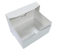 Culpitt 12'' X 9'' (304 X 228mm) Cake Board & White Cake Box Combo, Oblong Silver Fern Cake Drum With Matching Box, 0.5'' (13mm) Thick, Rectangular Cake Transport Set, 5 Pack Rectangle