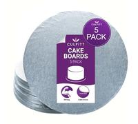 Culpitt 13" Cake Board | 5 Pack | Cake Drum, Silver Fern, 13 Inch (330mm) Round, 12mm Thick, (Pack of 5 Boards)