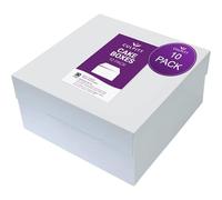 Culpitt 14" White Cake Box With Glued Lid, 10 Pack, 35.5cm X 15.2cm, Rigid Transport, Storage, And Protection For Birthday, Wedding, And Celebration Bakes, Cake Boxes