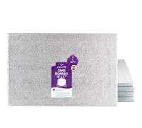 Culpitt 14" x 12" Cake Board | 5 Pack | Oblong Cake Drum, Rectangular, 0.5 Inch (13mm) Thick, Pack of 5 Boards For Tray Bakes, Desserts, And Cupcake Displays | Silver - Pack Of 5