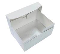Culpitt 16 X 12 Cake Board & White Box Combo, Oblong Silver Fern Drum With Matching 0.5 (13 mm) Thick, Rectangular Transport
