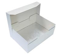 Culpitt 18" x 14" (457 x 355mm) Cake Board & White Cake Box Combo, Oblong Silver Fern Cake Drum With Matching Box, 0.5'' (13mm) Thick, Rectangular Cake Transport Set, 5 Pack