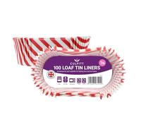 Culpitt 1lb Loaf Tin Liners | Red Stripe | 100 Pack | Greaseproof Paper Cake Tin Liner for Baking Bread and Cakes, Air Fryer Liner, Made in The UK