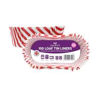 Culpitt 2lb Loaf Tin Liners | Red Stripe | 100 Pack | Greaseproof Paper Cake Tin Liner for Baking Bread and Cakes, Air Fryer Liner, Made in The UK