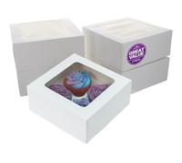 Culpitt 4 Hole Cupcake Boxes With Window | 5 Pack | Food Safe, White