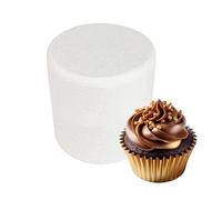 Culpitt 4" x 5" Round Cake Dummy, Bevelled Edge Cake Form, Practice Cake Decorating or Use for Creating Long-Lasting Displays, Smooth Polystyrene