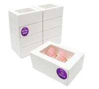 Culpitt 6 Hole Cupcake Boxes with Window | 10 Pack | Extra Tall, White