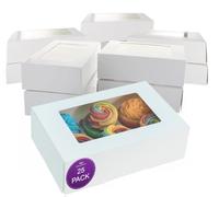 Culpitt 6 Hole Cupcake Boxes with Window | 25 Pack | Food Safe, White