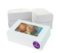 Culpitt 6 Hole Cupcake Boxes with Window | 5 Pack | Food Safe, White