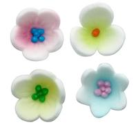 Culpitt 60 Assorted Flower Sugar Shapes, Hardened Sugar And Royal Icing Cake Decorations, Handmade Ready to Use Cupcake Toppers For Wedding, Christening, Birthday - Bulk Pack of 60
