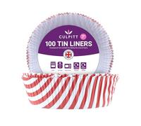 Culpitt 7" Cake Tin Liners | Red Stripe | 100 Pack | Greaseproof Paper Cake Tin Liner for Cakes, Pies, Tarts, Air Fryer Liner, Made in The UK