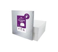 Culpitt 8" (20cm) Square Silver Cake Drum Board & White Cake Box Combo For Storage & Transport