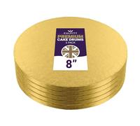 Culpitt 8" Premium Cake Boards | 5 Pack | Gold Round Cake Drums For Tray Bakes, Cakes, And Cupcake Displays, 12mm Thick, Made In UK | Pack Of 5