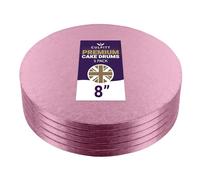 Culpitt 8" Premium Cake Boards | 5 Pack | Pink Round Cake Drums For Tray Bakes, Cakes, And Cupcake Displays, 12mm Thick, Made In UK | Pack Of 5