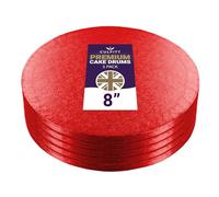 Culpitt 8" Premium Cake Boards | 5 Pack | Red Round Cake Drums For Tray Bakes, Cakes, And Cupcake Displays, 12mm Thick, Made In UK | Pack Of 5