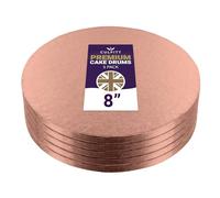 Culpitt 8" Premium Cake Boards | 5 Pack | Rose Gold Round Cake Drums For Tray Bakes, Cakes, And Cupcake Displays, 12mm Thick, Made In UK | Pack Of 5