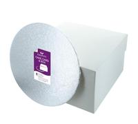 Culpitt 8" Round Silver Cake Card & White Box Combo, 3mm Turned Edge Board and For Sponge Cakes, Muffins, Cupcakes
