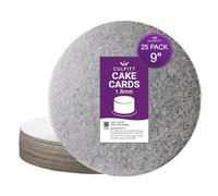 Culpitt 9" Cut-Edge Round Boards, 25 Pack, Cake Decorating Wedding Support Cards 1.8 mm, 9-Inch, Silver - Packs of 25