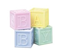Culpitt Baby Blocks Cake Toppers, 4 Piece Cake Decoration, Mulicoloured B-A-B-Y Blocks For Baby Shower, Christening, Birthday, Food Safe