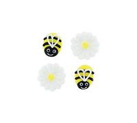 Culpitt Bee & Daisy Sugar Piping's, Hand Made Royal Icing Sugar Decorations for Easter, Mothers Day, Gender Reveal - Pack of 12
