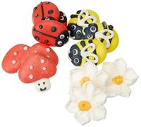 Culpitt Bee, Ladybird, Mushroom & Daisy Sugar Decorations, Spring Themed Sugar Decorations - Pack of 12