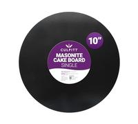 Culpitt Black 10" Masonite Cake Board, Extra Strong, Round, 5mm Thick | Gloss Black | 254mm | 10 Inch Round