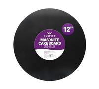 Culpitt Black 12" Masonite Cake Board, Extra Strong, Round, 5mm Thick | Gloss Black | 304mm | 12 Inch Round