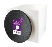 Culpitt Black Board & Tall Box Set | 10" (25cm) | Tall White Cake Box & Coloured Drum, Box And Colourful Cake Board, Storage & Transport Combo For Decorated & Tiered Cakes