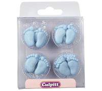 Culpitt Blue Sugar Baby Feet Edible Toppers x 12