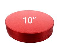 Culpitt Cake Board, Cake Drum, Red, 10 Inch (254mm) Round, 0.5 Inch (13mm) Thick, (Pack of 5 Boards)