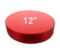 Culpitt Cake Boards, Red 12" Cake Drum, Round 12 Inch (305mm) 0.5 Inch (13mm) Thick - Pack of 5
