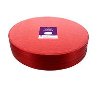 Culpitt Cake Boards, Red 8" Cake Drum, Round 8 Inch (203mm) 0.5 Inch (13mm) Thick - Pack of 5