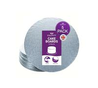 Culpitt Cake Board, Cake Drum, Silver, 9 Inch (228mm) Round, 0.5 Inch (13mm) Thick, (Pack of 5 Boards)