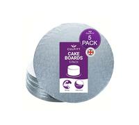 Culpitt Cake Board, Cake Drum, Silver Fern, 14 Inch (355mm) Round, 0.5 Inch (13mm) Thick, (Pack of 5 Boards)