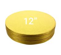 Culpitt Cake Boards, Gold 12" Cake Drum, Round 12 Inch (305mm) 0.5 Inch (13mm) Thick - Pack of 5
